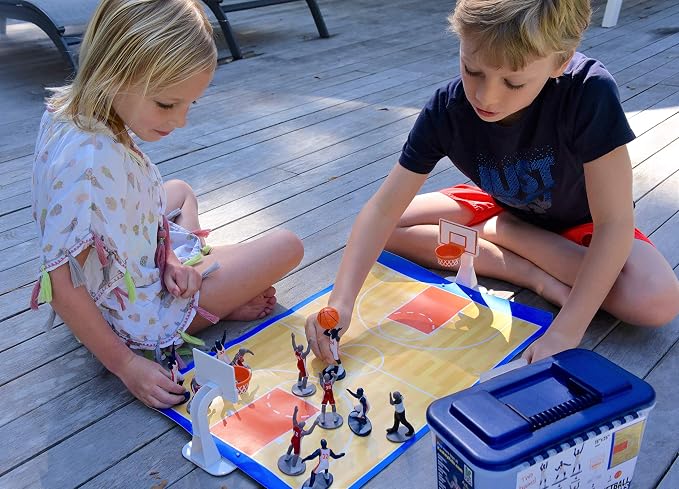 Kaskey Kids Basketball Guys, Red vs. Blue, 21 Pieces in Each Set, Includes 2 Teams, Accessories, and Travel Storage Case, Nostalgic Sports Action Figures for Imaginative Play, Ages 3 and Up