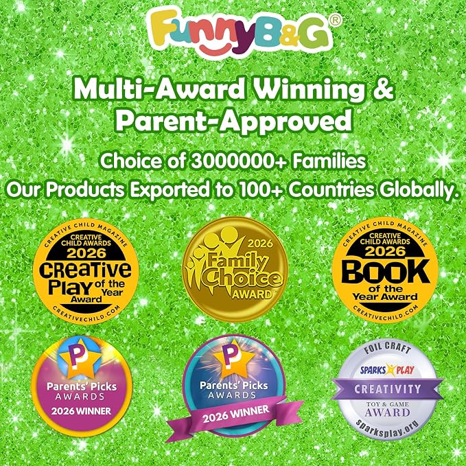 FUNNYB&G Foil Art Craft Kit for Kids, Sparkly Birthday Gift Toy for Kids | No Mess, Kids Ages 4-10 Create Sparkling Artwork, A Creative Gift for Birthdays, Holidays, Travel Activities,Screen-Free Fun