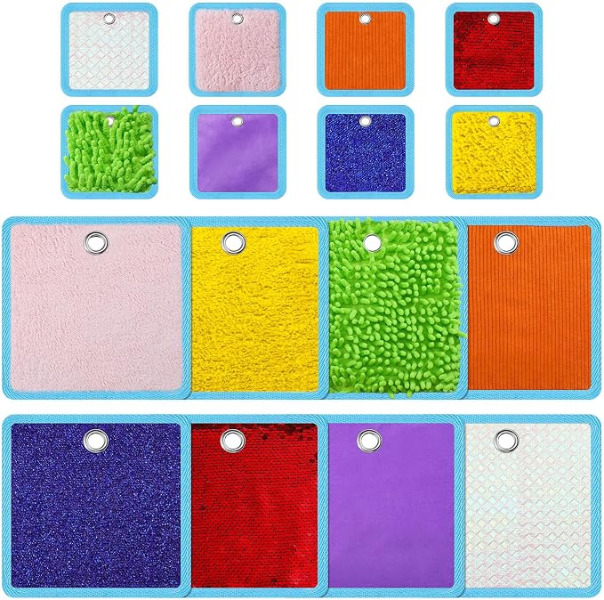 16 Sets Textured Sensory Tiles Mini Mats Educational Tactile Sensory Toys Assorted Texture Floor Tiles Textured Mat for Autism Learning Play Fidget Activity Game(Square)