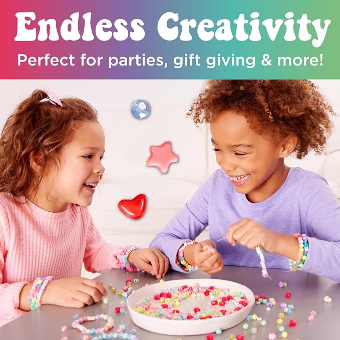 Creativity for Kids Rainbow Bead Jar Jewelry Making Kit: Makes 40+ Friendship Bracelets, DIY Crafts for Girls, Great Summer Activities for Kids (Ages 6+)