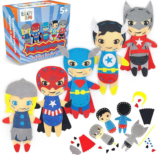 Superhero Sewing Kit for Little Kids - 5 Easy Felt Beginner Projects