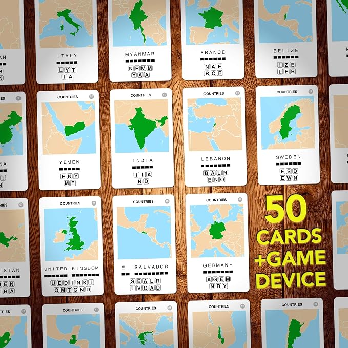 Countries of The World Travel Game - Learn 100 Countries | Flash Cards with Slide Reveal Case | Geography Card Game, Gift, Stocking Stuffer | for Kids and Adults | Ages 6+