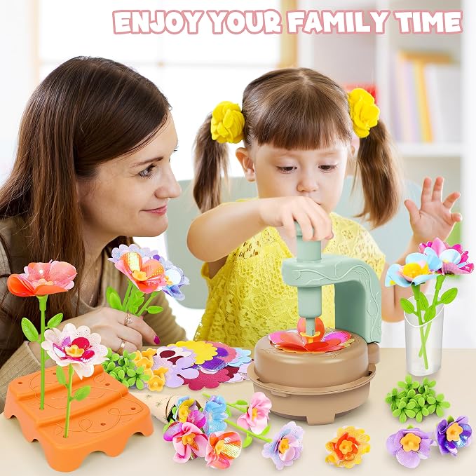 DIY Fabric Flower Bouquet Craft Kit, Educational Toy Gift Girls Toddlers 4+ | Flowers Market Toy for Kids, Build Your Flower Bouquet, Arts & Crafts for 4+ Year Toddler Girl