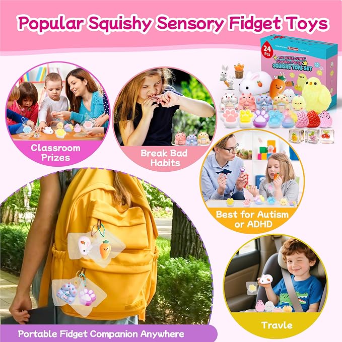 24Pack Taba Squishy Toys kit for Kids- Fidget Squeeze Toys Squishy Fun Box | Taba Squishy Party Favors for Kids-Cute Squishies Toys for Girls 8-10-Goodie Bag Stuffers for Kids Fidgets for Classroom