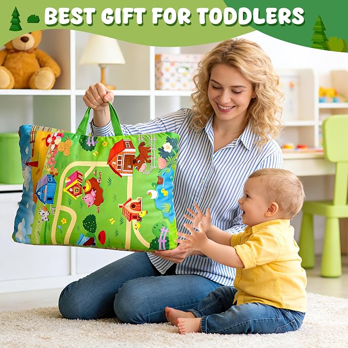 Montessori Farm Animal Toddler Toys Sorting Finger Puppets Playmat | Montessori Learning toys, 10 animal finger puppets, 2-in-1 playmat storage bag, matching game for toddler preschool gift