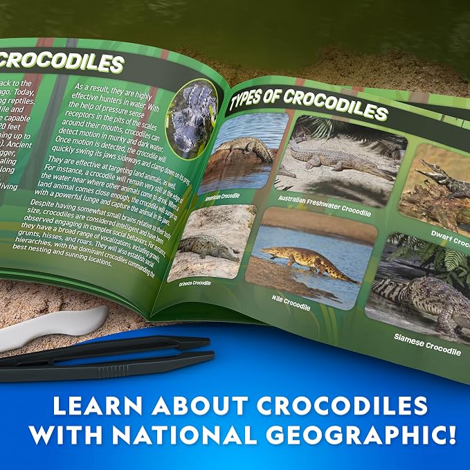 National Geographic Glow in the Dark Crocodile Dissection Lab Kit for Kids | 16 Bones and 6 Organs, Synthetic Crocodile, Refill Pack, Kid-Friendly Dissection Tools, Anatomy Learning, Birthday Gift
