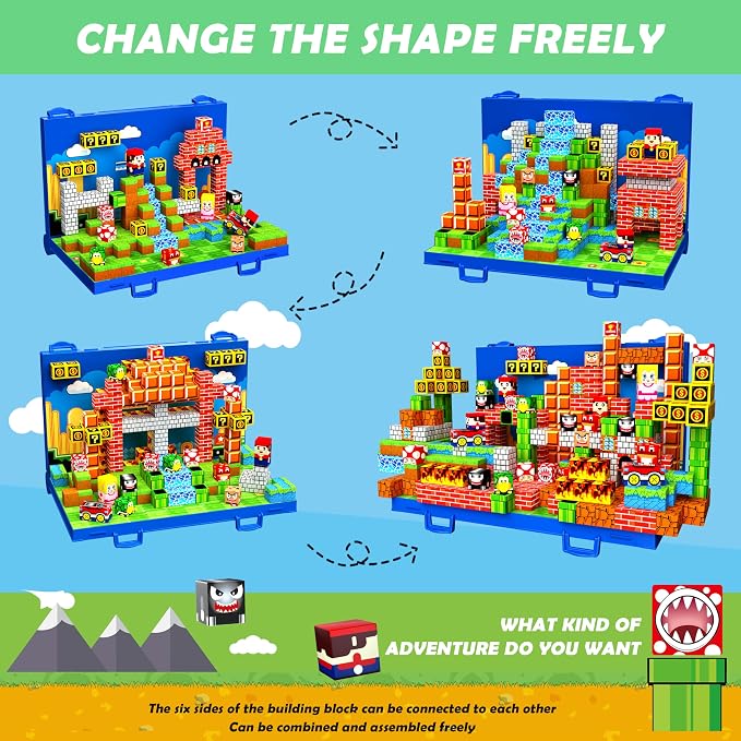 120PCS Magnetic Blocks, Magnetic Building Blocks Cubes, STEM Toy for Kid | 3D Sensory STEM Toy, Magnetic Tile with Magnetic Board for Easy Storage, Ideal Birthday Christmas Gift for Kids Aged 3 4 5-10