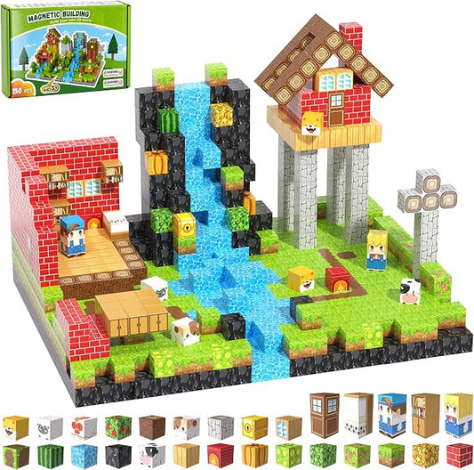 150PCS Magnetic Blocks, Magnetic Building Blocks, 0.63in Magnetic Building | STEM Game Stacking Toys for Kids, Birthday Gifts for Boys and Girls Age 3+ Years Old