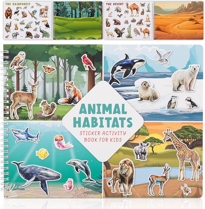 Fun Sticker Book for Toddlers 2-4 Years - Kids Activity Book with 12 Themes | Beautiful Stickers Entertain Girls & Boys Ages 2-4 or 4-8 While Traveling - Incl. Animal and Coloring Pages