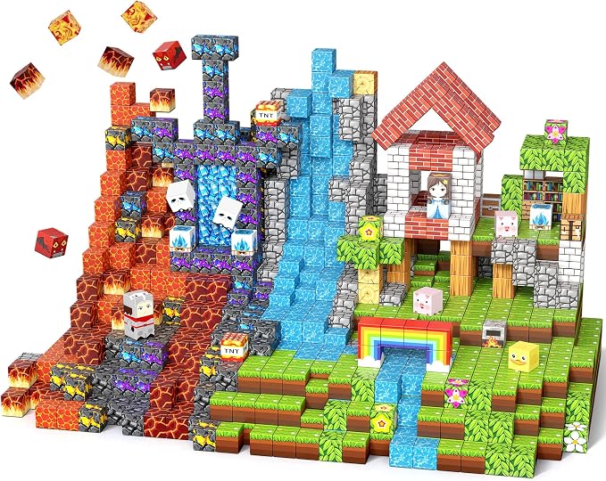 100PCS Magnetic Blocks, Magnetic Building Blocks Cubes Tiles for Kid | STEM Educational Stacking Magnets School Game Toys for Ages 3 4 5 6 7 8 9 10 11 Birthday Party Supplies Gift for Boy and Girl