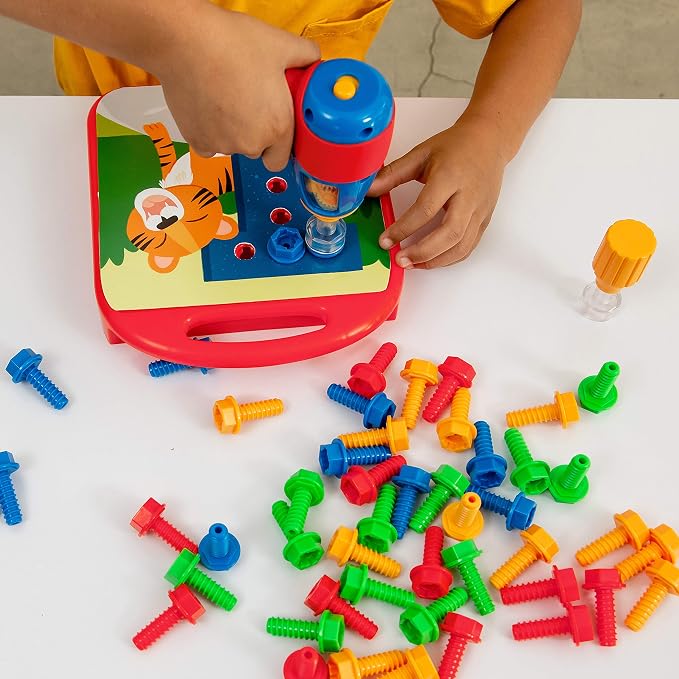 Educational Insights Design & Drill ABCs & 123s - Building Construction Toys for Toddlers, Kids Tool Set with Drill Toy, Preschool Learning Activities, Toddler STEM Toys for 3+ Year Old