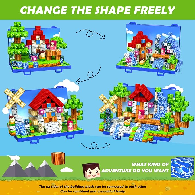 120PCS Magnetic Blocks, Forset Magnetic Building Blocks Tiles for Kids 3+ | 3D Forest Magnetic Cubes, Strong Sturdy Magnet Construction Set, Ideal Christmas Birthday Sensory Toy Gift for Kids 3 4 5-10