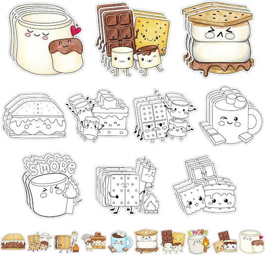 X1zuue 30Pcs Marshmallow Color Your Own Magnets Art Craft Kits for Kids | Campfire Camping Themed Marshmallow Blank Coloring Magnets for Bonfire Party School DIY Activities Fridge Whiteboard Decor