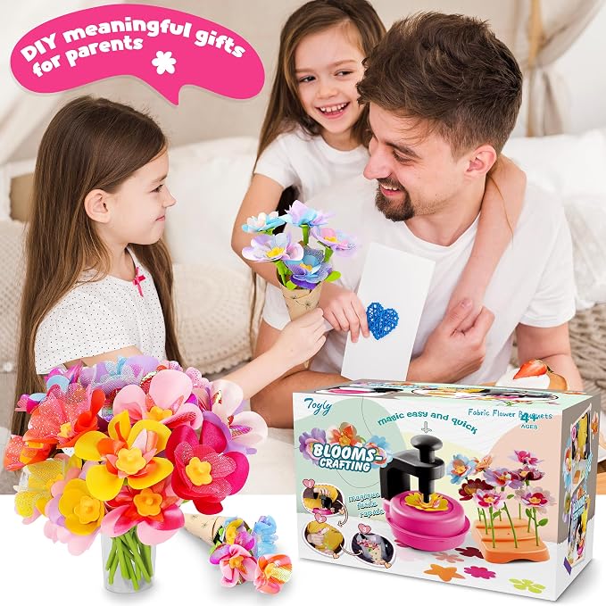 Magenta DIY Fabric Flower Bouquet Kit, Educational Girls Toy Gift 4+ | Flowers Market Toy for Kids, Build Your Flower Bouquet, Arts & Crafts for 4+ Year Toddler Girl