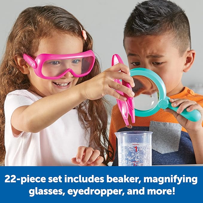 Learning Resources Primary Science Lab Set, Pink | Experimentation and Observation for Kids, STEM Projects, Science Kits, Pretend Play Scientists, Toddler Chemistry Toy