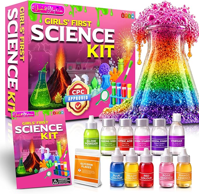 Jim&Gloria Science Kit for Kids, Science Experiments for Kids Ages 5-7 & 8-12, STEM Educational Toy, Chemistry Set with Volcano Experiments, Birthday Gift for Boys & Girls, Hands-On Learning Activity