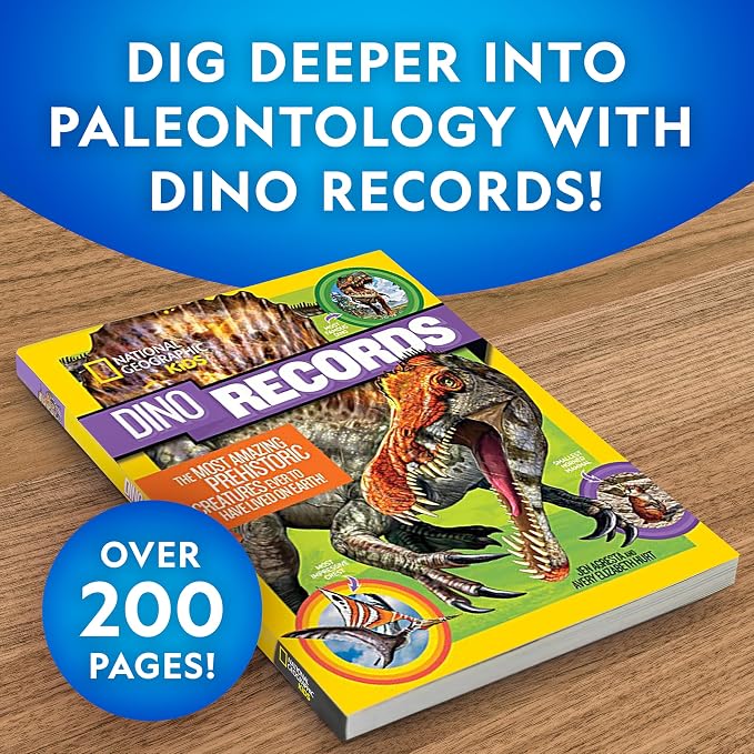 National Geographic Dinosaur Fossil Dig Kit with Dino Book for Kids 8-12 | Replica Dinosaur Tooth Fossil, Full-Color Dino Book, Excavation Tools, Paleontology Learning, STEM Activity