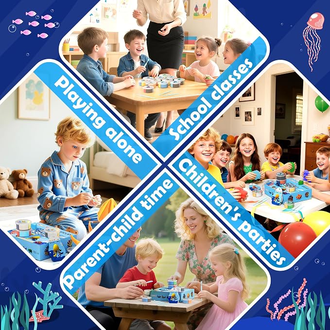 Aestd-ST Air Dry Clay Kit - Ocean Theme, Modeling Clay for Kids | DIY Magic Clay with Sculpting Tools and Tutorials, 12 Boxes Molding Clay, Soft & Non-Sticky, Arts and Crafts Gift for Kids