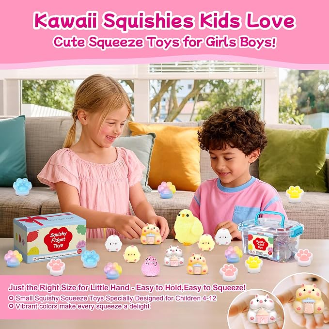 10 Pack Taba Squishy Toys kit with Toy Box-Squeeze Toys Squishy Fun Box | Kawaii Squishies Stress Relief Toys Party Favors for Kids , Squishy Fidget Toys for Kids , Birthday Gifts Toys for Girls 8-10