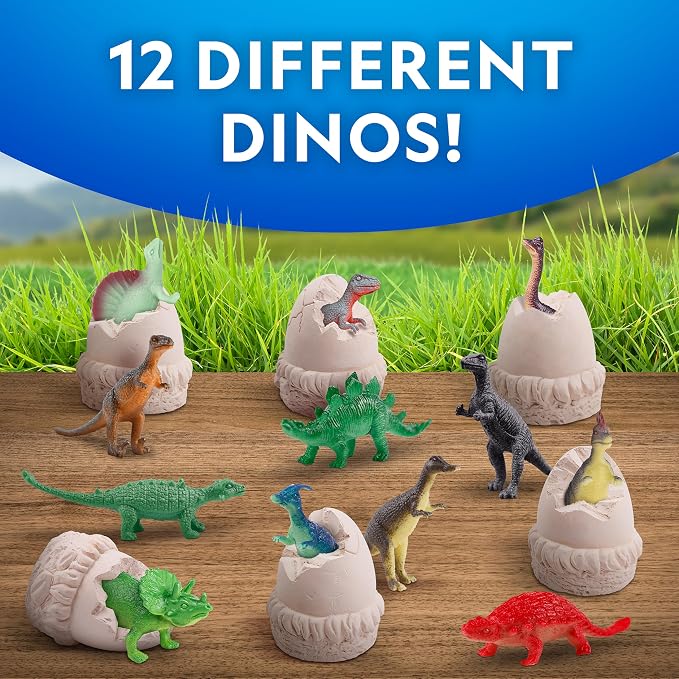 National Geographic Dinosaur Dig Kit with 12 Dino Eggs for Kids | 12 Dino-Shaped Dig Bricks, Dinosaur Figures Inside, Excavation Tools, Party Activity, Fossil Discovery, Birthday Gift