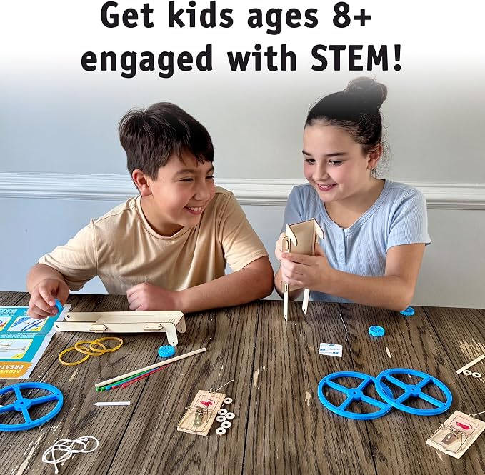 Mousetrap Car Kit, 2-Pack - Build and Race a Physics STEM Project, Ages 8+ | Build and race 2 mousetrap-powered cars, stored energy becomes motion, no batteries needed