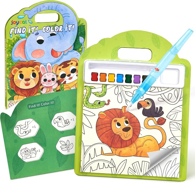 JoyCat Find & Color Paint with Water Coloring Books for Toddlers | Seek and Find Learning Activity, Animal No Mess Arts & Crafts Kids Toys Ages 3-5 & 4-8, Birthday Gifts for Boys & Girls