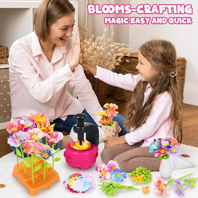Magenta DIY Fabric Flower Bouquet Kit, Educational Girls Toy Gift 4+ | Flowers Market Toy for Kids, Build Your Flower Bouquet, Arts & Crafts for 4+ Year Toddler Girl