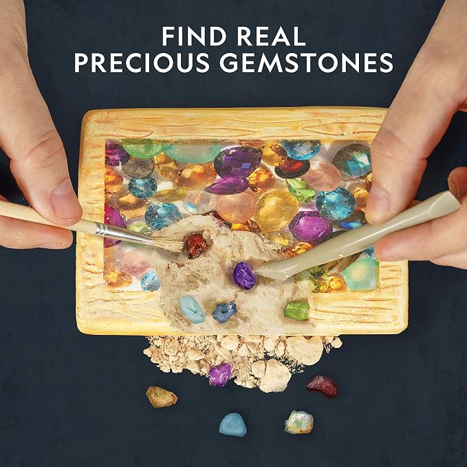 National Geographic Semi-Precious Gemstone Dig Kit for Kids - 15 Real Gems Including Amethyst, Garnet, Opal, Blue Topaz, and More, STEM Rock Collection Activity, Dig Brick, Science Kit for Kids | 15 Real Gems, Amethyst, Garnet, Opal & Blue Topaz, Dig B...