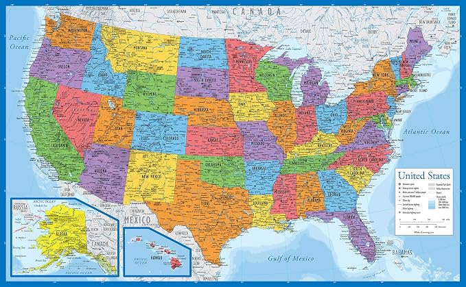 3 Pack - World & USA Map Poster Set + Periodic Table of the Elements Chart for Kids (LAMINATED, 18" x 29")