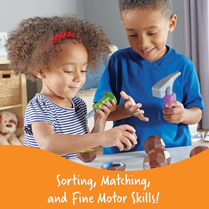 Learning Resources Rock 'n Gem Surprise | Sorting and Matching for Toddlers, Learn to Sort Colors and Shapes, Fine Motor Skills Toy, Learning Toys for Preschool