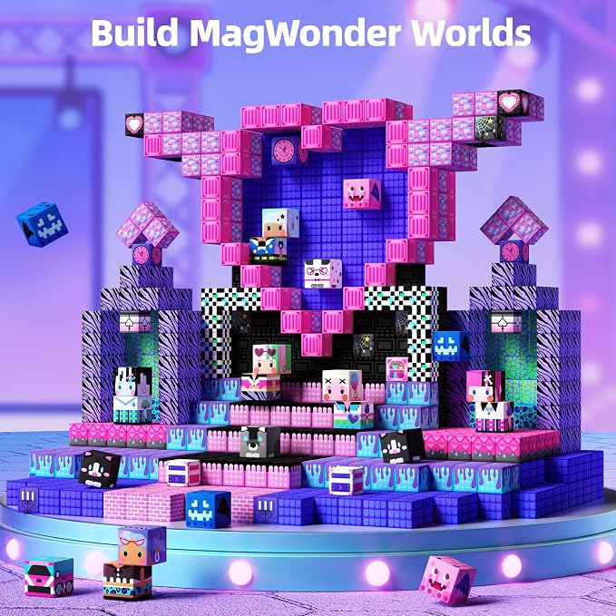 GobiDex 200PCS Magnetic Building Blocks Band Stage with Figures for Girl 3+ | Birthday Gift, STEM Sensory, Creative Play, Compatible, 0.8-inch, Safe & Durable, With Storage Box, 200PCS, Classroom Fun