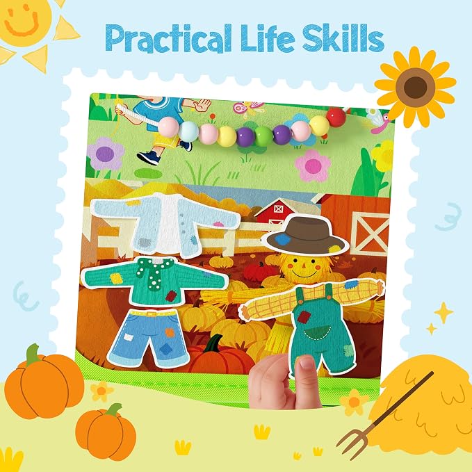 AMOSTING Busy Book for Toddlers Ages 1-3, Farm Quiet Book | Educational Fine Motor Skills Activities with Sensory Play, Busy Board Activities and Farm Learning, Travel Toy for Toddlers