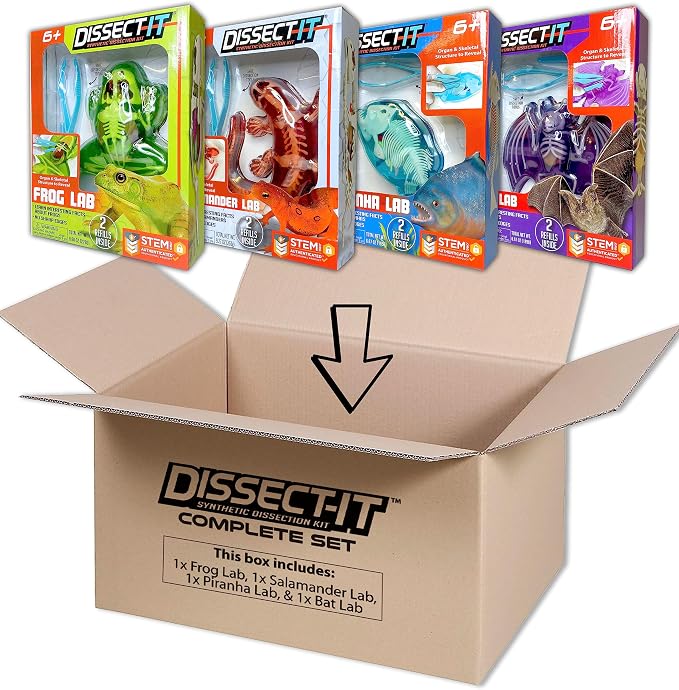 Dissect-It, Variety Animal Dissection Kit, STEM Toys for Kids, Ages 6+ | Multiple Animal Models, Explore Realistic Organs & Complete Skeletons, Then Rebuild with 2 Gel Refill Packs