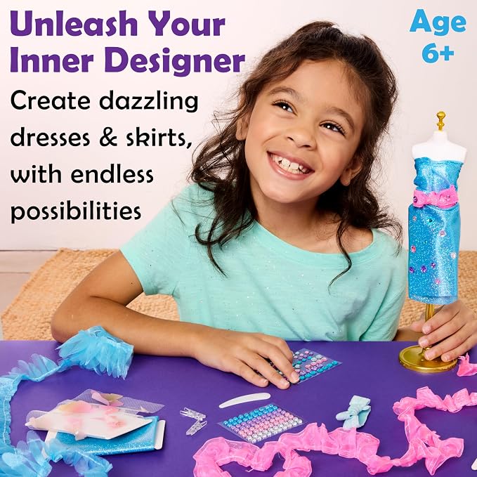 Creativity for Kids Designed by You Glam Studio: Girls' Fashion Designer Craft Kit for Ages 6-8, DIY Arts and Crafts for Kids, Birthday Gifts for Girls, Girl Toys