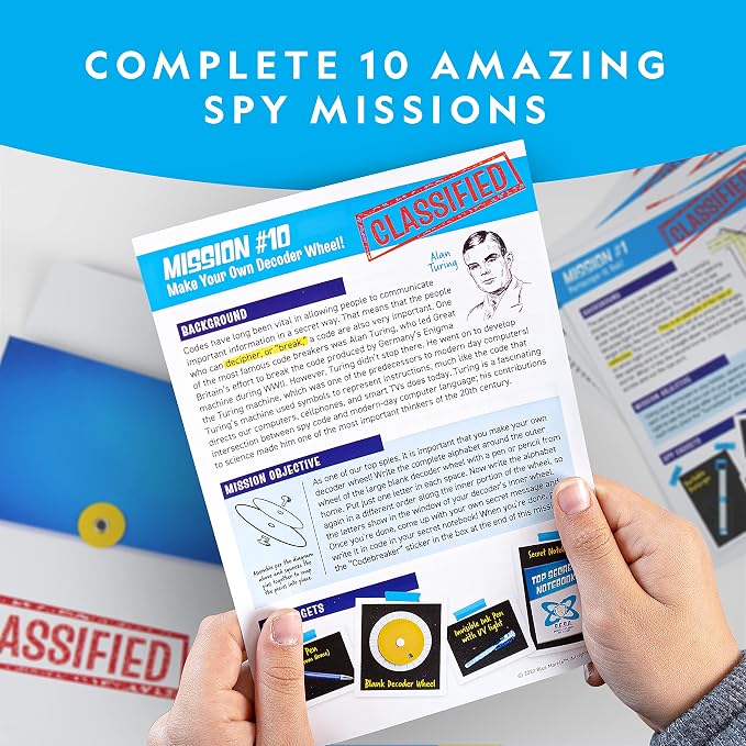 National Geographic Spy Science Kit with 10 Secret Missions for Kids | 10 Secret Missions, Spy Gadgets and Gear, Detective Activities, Pretend Play, Science Experiments, Birthday Gift