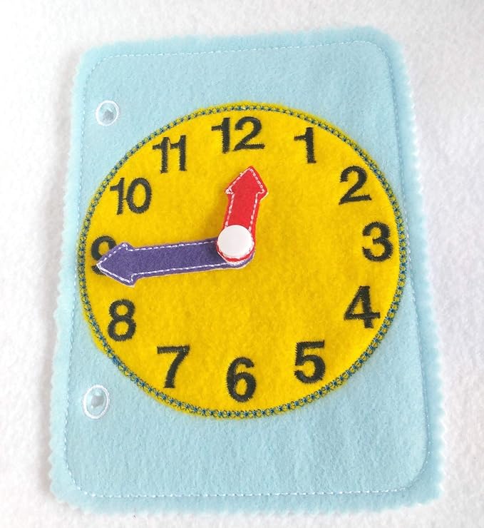 Learn to Tell time Toddler Quiet Book Page - Felt Busy Book - QB149