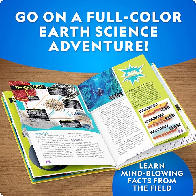 National Geographic Rock Collection Box & Rocks and Minerals Expert Book | Real Gemstones, Crystals & Minerals, Absolute Expert Book, Geology Learning, Rock Collection, Storage Box, Birthday Gift