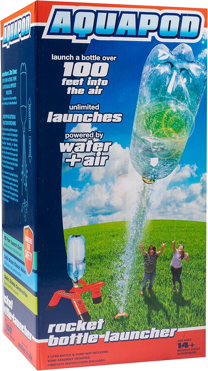 AquaPod Original Rocket Bottle Launcher Kit | Launches Soda Bottles Up to 100 Feet, Fun Educational STEM Toy Gift and Outdoor Science Activity for Family and Summer Camps