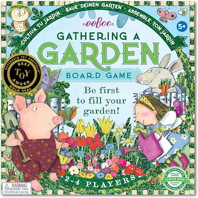 eeBoo Gathering a Garden Board Game - Award Winning Patience & Plant Counting Garden Game, Screen-Free Fun for 2-4 Players, Kids Ages 5 and up