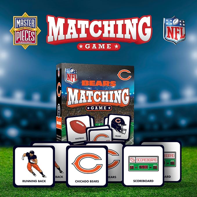 MasterPieces NFL Chicago Bears Matching Game - Fun Family Game for Kids - Officially Licensed NFL Product