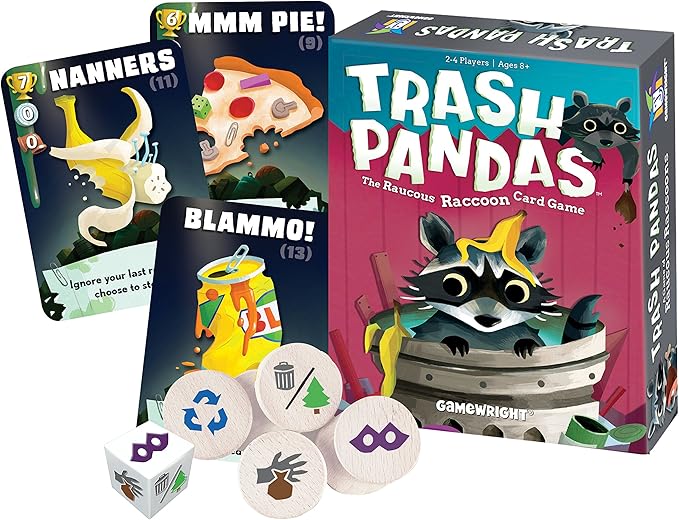 Gamewright Trash Pandas – Push-Your-Luck Family Card Game | Board Games for Kids Ages 8+ & Up | Raccoon Treasure Stash Fun for 2–4 Players | Quick & Silly Game Night Favorite