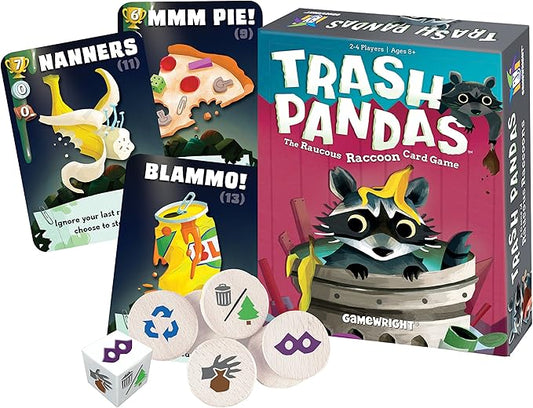 Gamewright Trash Pandas – Push-Your-Luck Family Card Game | Board Games for Kids Ages 8+ & Up | Raccoon Treasure Stash Fun for 2–4 Players | Quick & Silly Game Night Favorite
