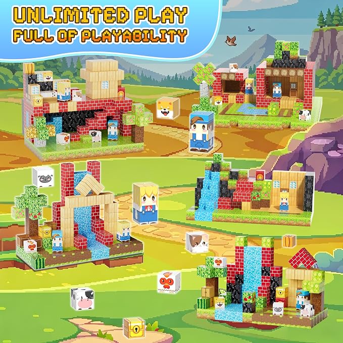 100PCS Magnetic Blocks, Magnetic Building Blocks, 0.78in Magnetic Building | STEM Game Stacking Toys for Kids, Birthday Gifts for Boys and Girls Age 3+ Years Old