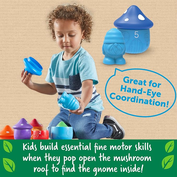 Learning Resources Peekaboo Gnome Homes | Sorting Toys for Toddlers, Color Sorting Toys, Toddler Counting Skills, Fine Motor Skills, Montessori, Kindergarten Counting