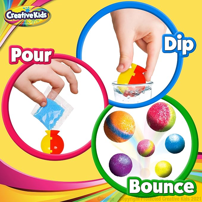 Creative Kids Make Your Own Bouncy Ball Kit - 12 Individual Packs | Make Your Own Bouncy Balls, 12 Individual Cups Perfect For Birthday Party, Gifts & STEM Events - Science Activity, Kids 6+
