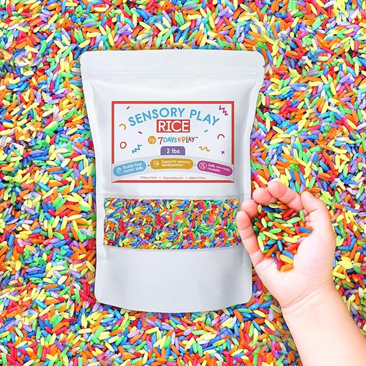 Rainbow Sensory Play Rice for Kids, 2 lbs – Colorful Sensory Bin Filler for Scooping, Pouring, Sorting & Creative Play – Perfect for Sensory Bins and Tables – Fine Motor Play – Ages 3+