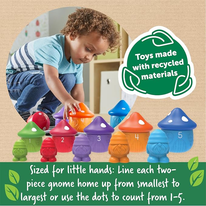 Learning Resources Peekaboo Gnome Homes | Sorting Toys for Toddlers, Color Sorting Toys, Toddler Counting Skills, Fine Motor Skills, Montessori, Kindergarten Counting