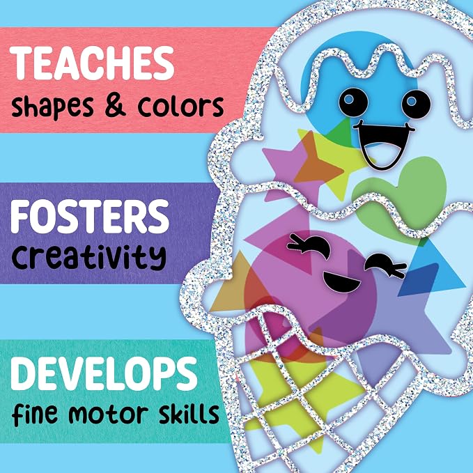 Creativity for Kids Sticker Sun Catchers Mini Craft Kit: Create 2 Suncatchers - Toddler Activities for Summer and Gifts, Arts & Crafts for Kids, Window Art for Kids (Ages 3+)