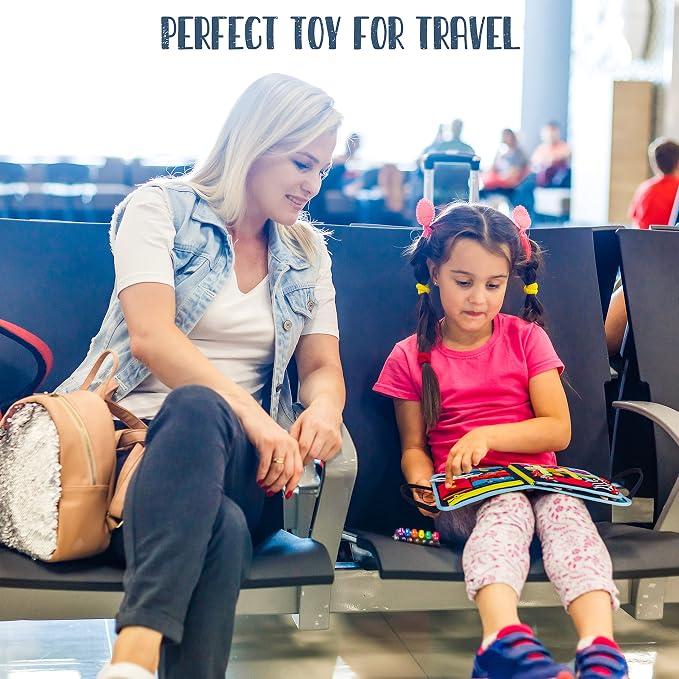 Busy Book for Toddlers, Montessori Felt Quiet Book Travel. Ages 3+ | Soft felted wool, securely stitched with no loose pieces. Buttons, zippers and abacus build fine motor skills.