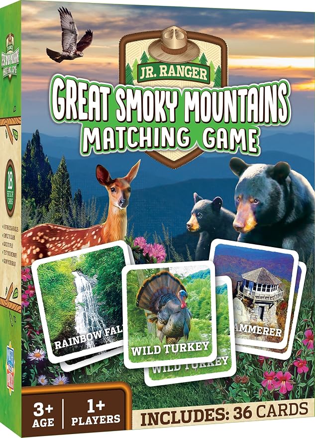 Masterpieces Officially Licensed National Parks Great Smoky Mountains Picture Matching Card Game for Kids and Families